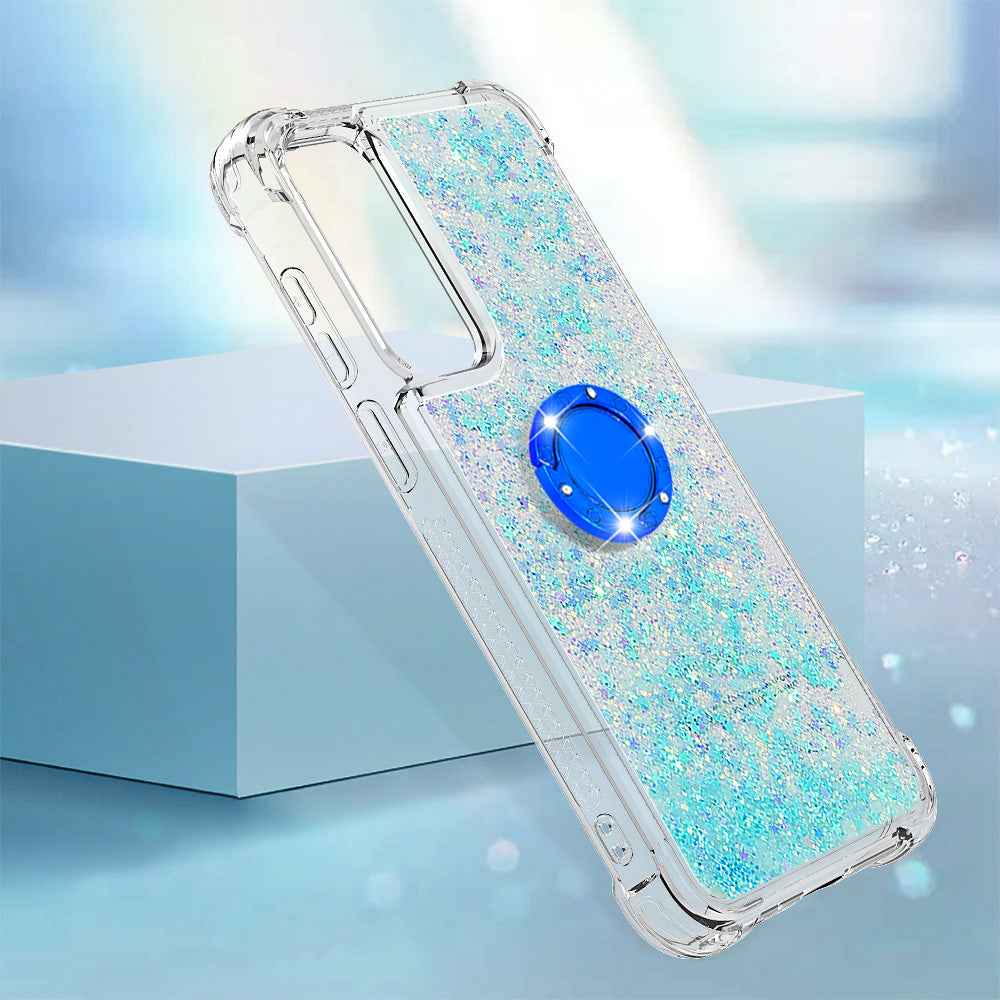For Samsung Galaxy A57 5G TPU Case with Kickstand Quicksand Shockproof Cover - Blue / Pentagram