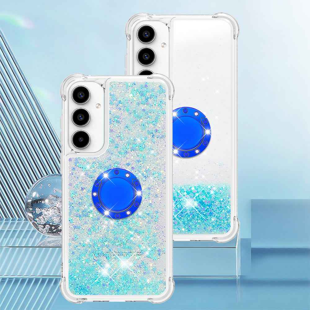 For Samsung Galaxy A57 5G TPU Case with Kickstand Quicksand Shockproof Cover - Blue / Pentagram