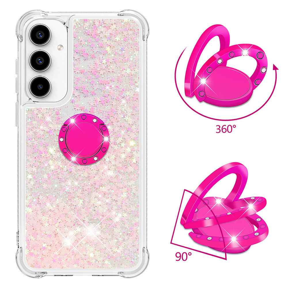 For Samsung Galaxy A57 5G TPU Case with Kickstand Quicksand Shockproof Cover - Pink / Pentagram
