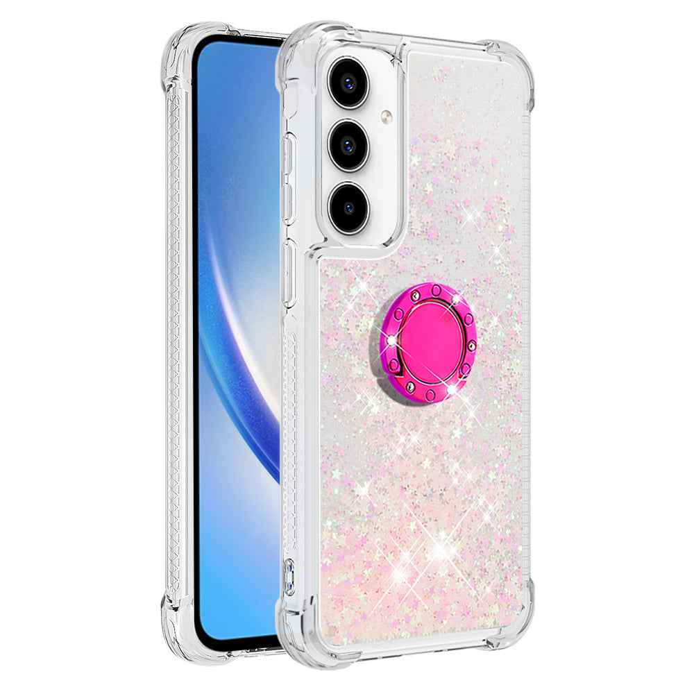 For Samsung Galaxy A57 5G TPU Case with Kickstand Quicksand Shockproof Cover - Pink / Pentagram