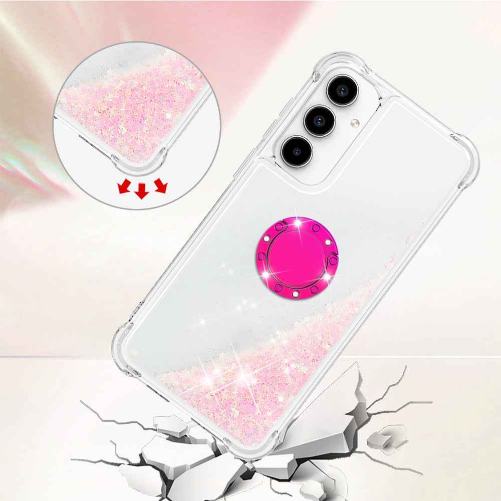 For Samsung Galaxy A57 5G TPU Case with Kickstand Quicksand Shockproof Cover - Pink / Pentagram
