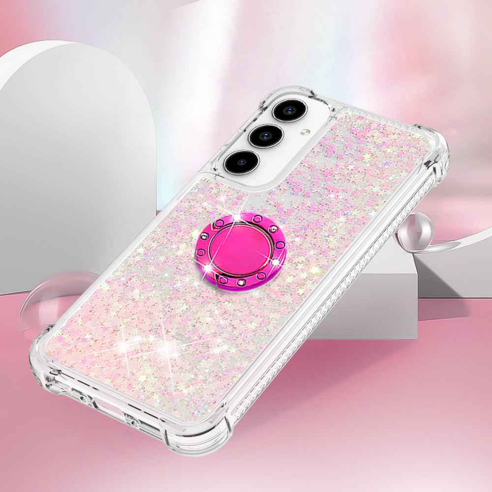 For Samsung Galaxy A57 5G TPU Case with Kickstand Quicksand Shockproof Cover - Pink / Pentagram
