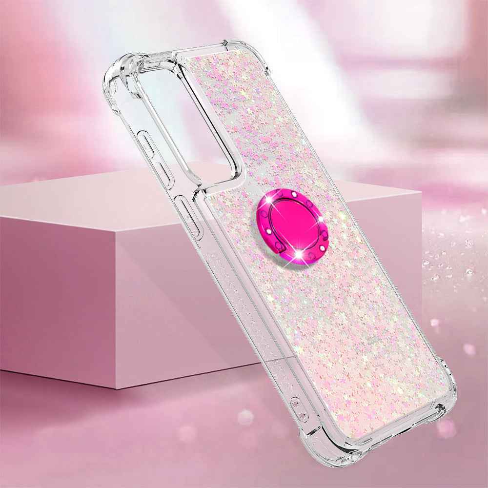 For Samsung Galaxy A57 5G TPU Case with Kickstand Quicksand Shockproof Cover - Pink / Pentagram