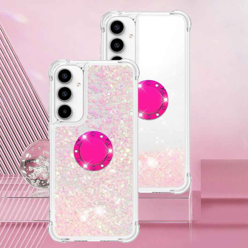 For Samsung Galaxy A57 5G TPU Case with Kickstand Quicksand Shockproof Cover - Pink / Pentagram