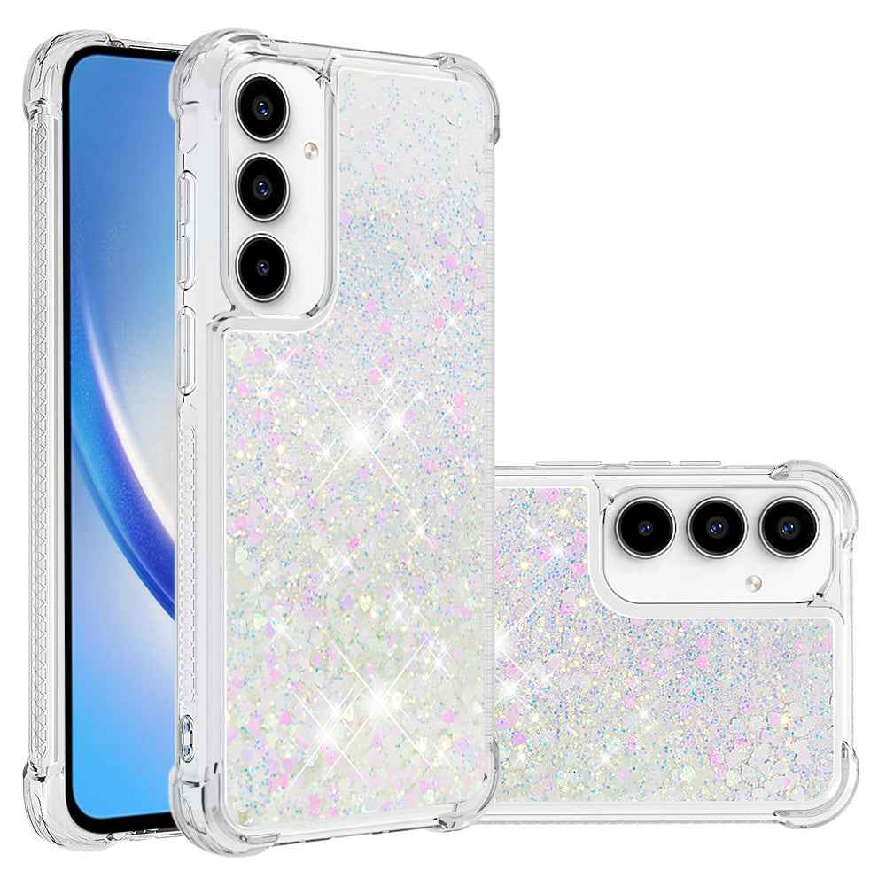 For Samsung Galaxy A57 5G TPU Case Glitter Quicksand Shockproof Phone Back Cover -  Laser / Hearts