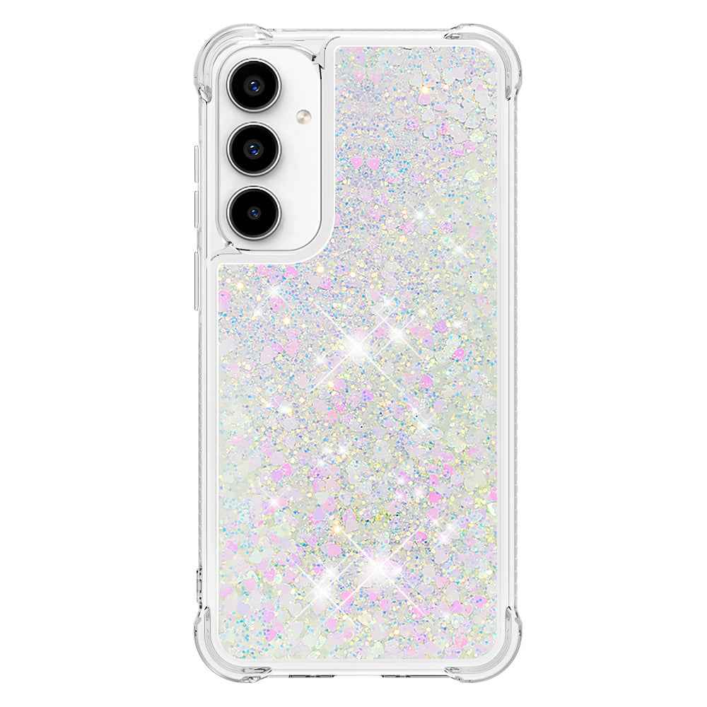For Samsung Galaxy A57 5G TPU Case Glitter Quicksand Shockproof Phone Back Cover -  Laser / Hearts