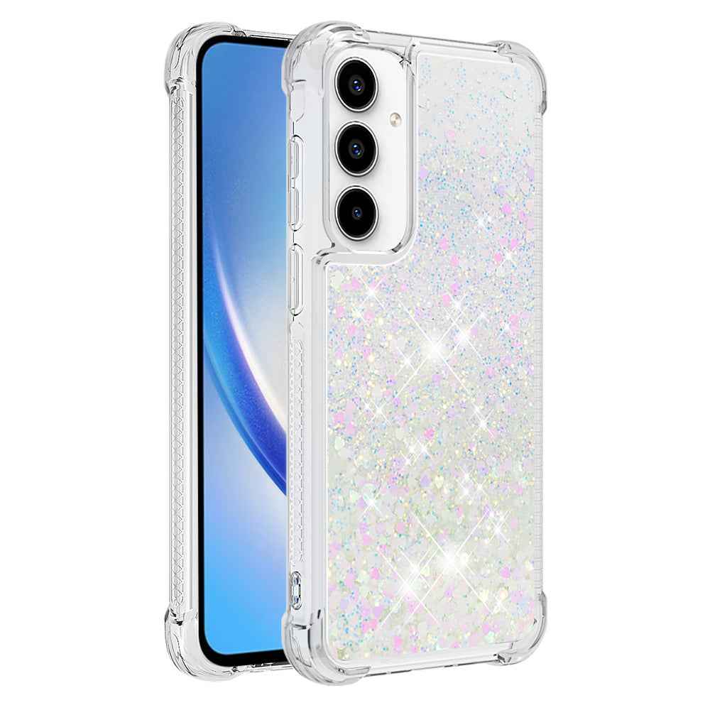 For Samsung Galaxy A57 5G TPU Case Glitter Quicksand Shockproof Phone Back Cover -  Laser / Hearts