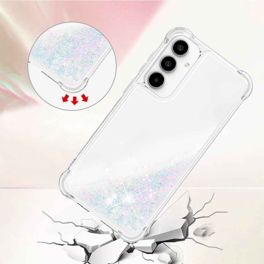 For Samsung Galaxy A57 5G TPU Case Glitter Quicksand Shockproof Phone Back Cover -  Laser / Hearts