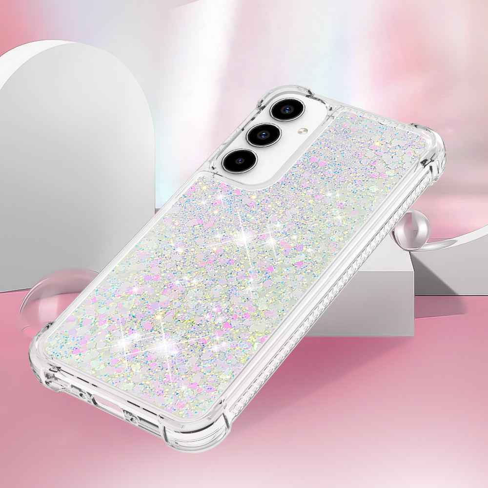 For Samsung Galaxy A57 5G TPU Case Glitter Quicksand Shockproof Phone Back Cover -  Laser / Hearts