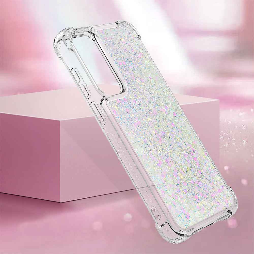 For Samsung Galaxy A57 5G TPU Case Glitter Quicksand Shockproof Phone Back Cover -  Laser / Hearts