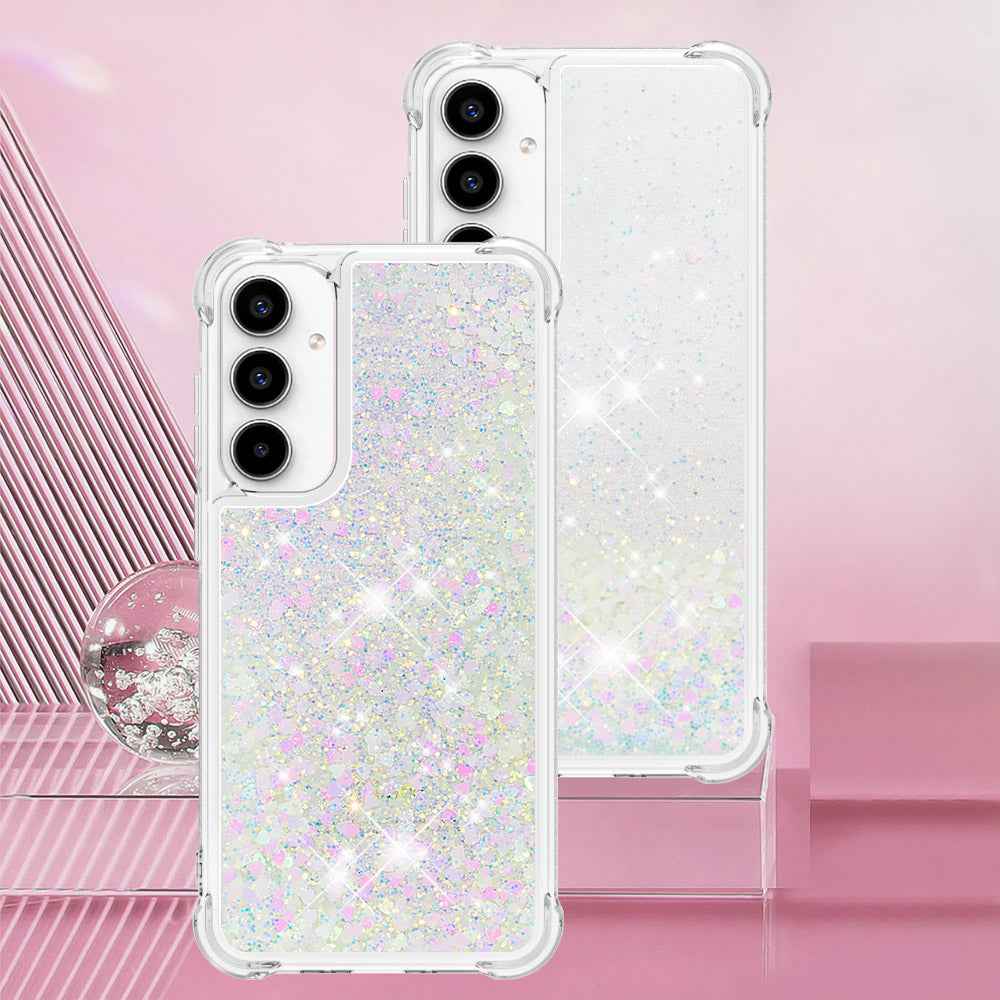 For Samsung Galaxy A57 5G TPU Case Glitter Quicksand Shockproof Phone Back Cover -  Laser / Hearts