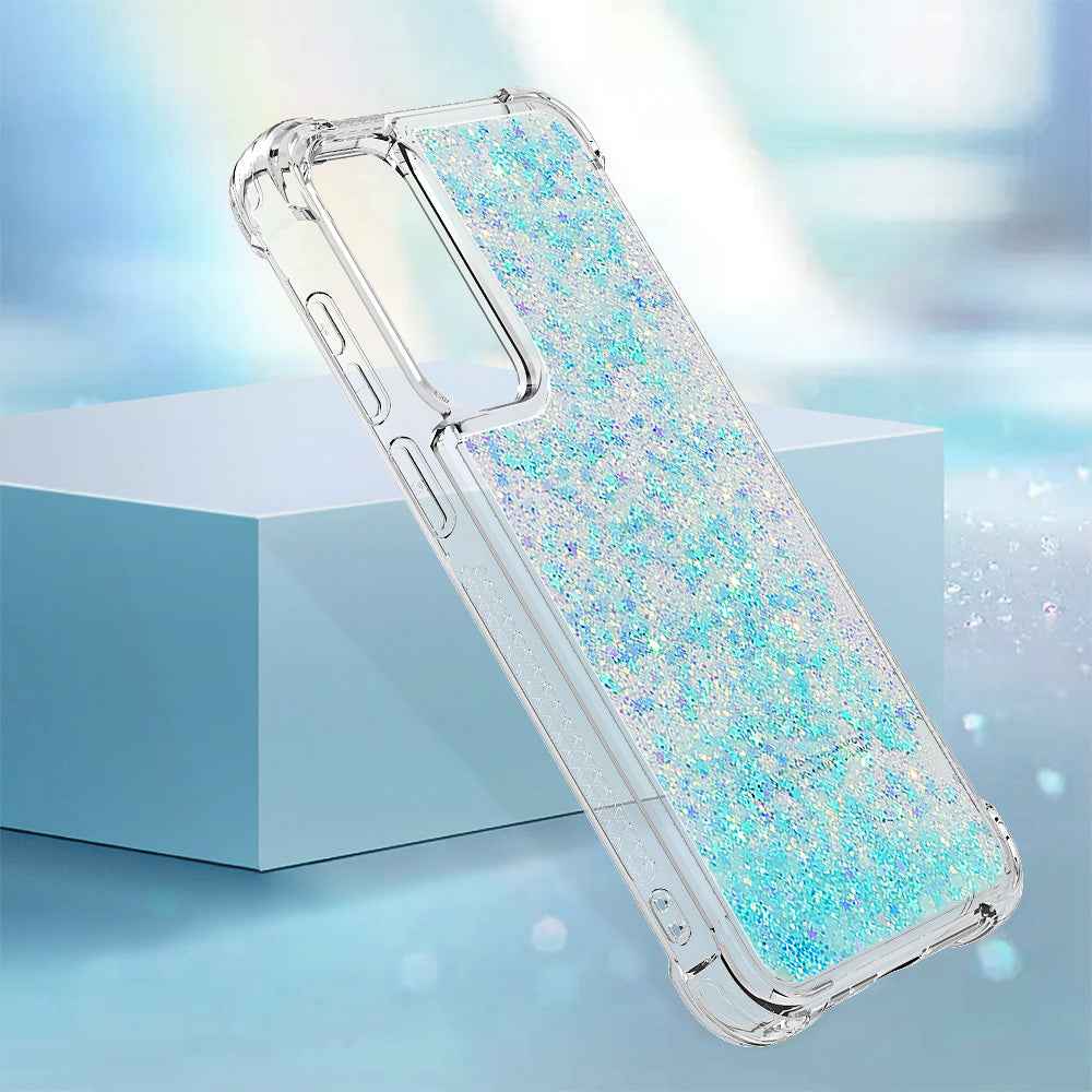 For Samsung Galaxy A57 5G TPU Case Glitter Quicksand Shockproof Phone Back Cover - Blue / Pentagram