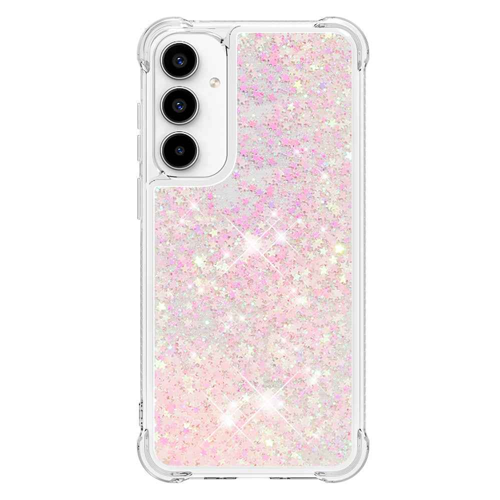 For Samsung Galaxy A57 5G TPU Case Glitter Quicksand Shockproof Phone Back Cover - Pink / Pentagrams
