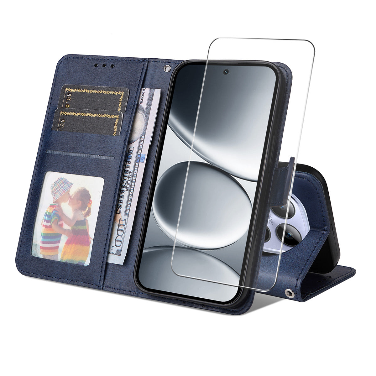 For Xiaomi Redmi Note 15 Pro 5G (Global) PU Leather Wallet Case ENKAY HAT PRINCE Phone Stand Cover with 9H Tempered Glass - Blue