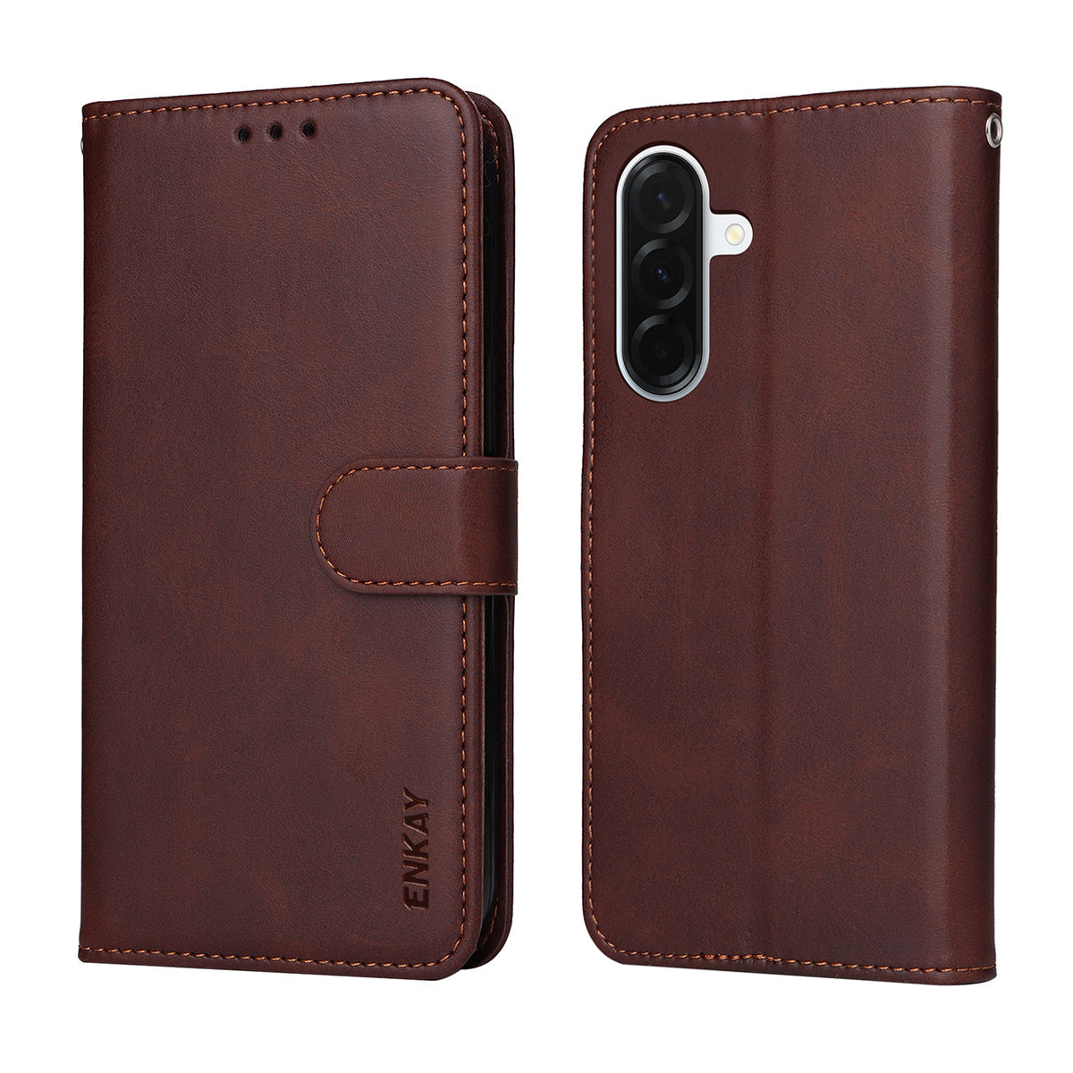 For Samsung Galaxy A57 5G PU Leather Wallet Case ENKAY HAT PRINCE Phone Stand Cover with 9H Tempered Glass - Red
