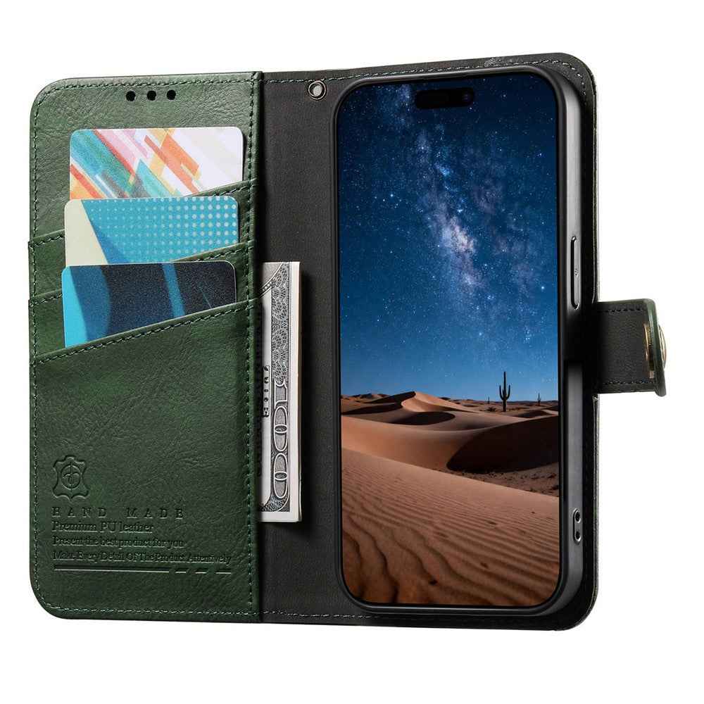 For Samsung Galaxy A57 5G Case Color Splicing TPU PU Leather Flip Shockproof Phone Cover with Wrist Strap - Green