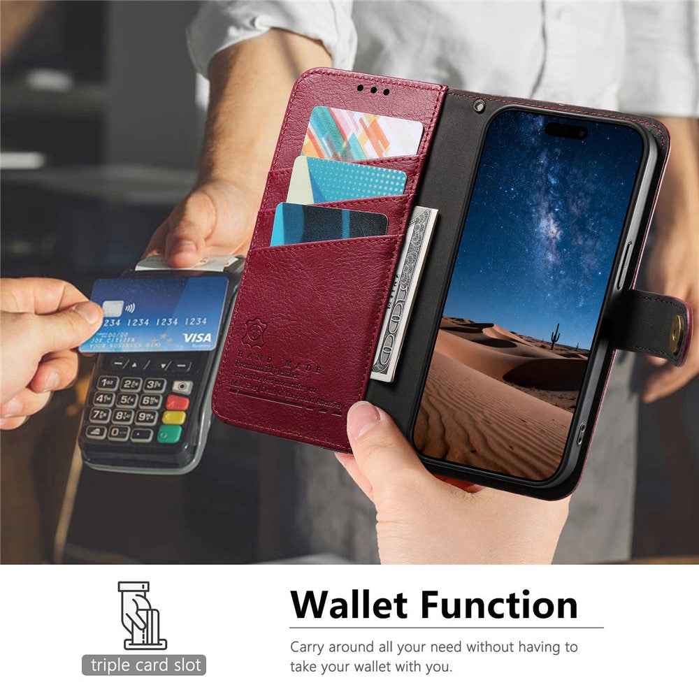 For Samsung Galaxy A57 5G Case Color Splicing TPU PU Leather Flip Shockproof Phone Cover with Wrist Strap - Red
