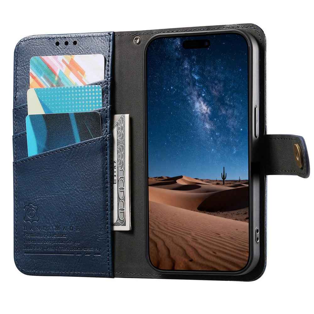 For Samsung Galaxy A57 5G Case Color Splicing TPU PU Leather Flip Shockproof Phone Cover with Wrist Strap - Blue