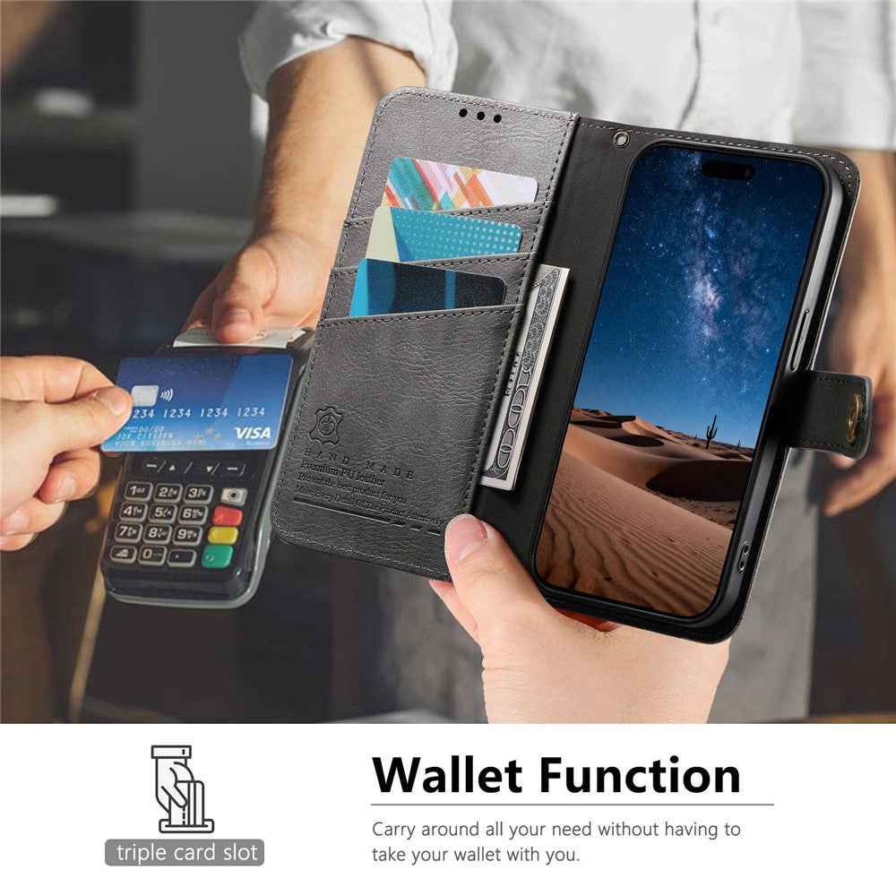 For Samsung Galaxy A57 5G Case Color Splicing TPU PU Leather Flip Shockproof Phone Cover with Wrist Strap - Grey
