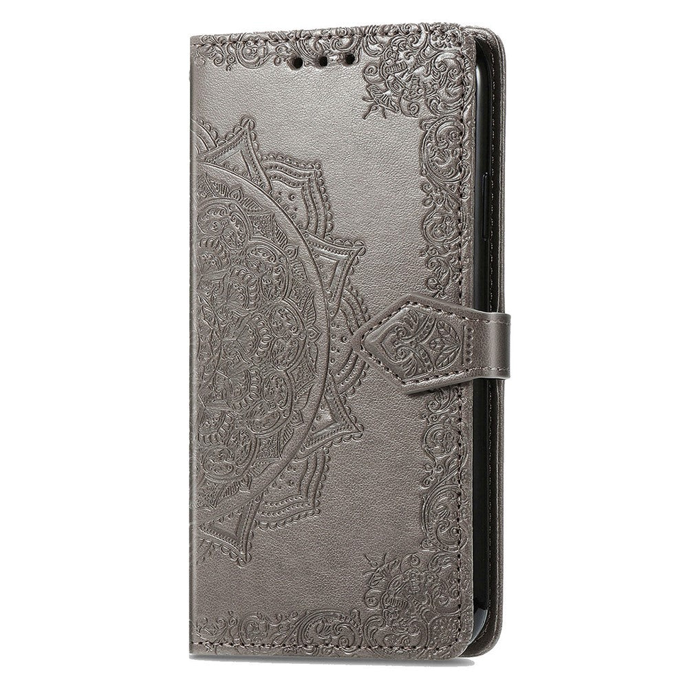 For vivo X300 Pro 5G Wallet Case Mandala Flower Leather Phone Cover Stand - Grey