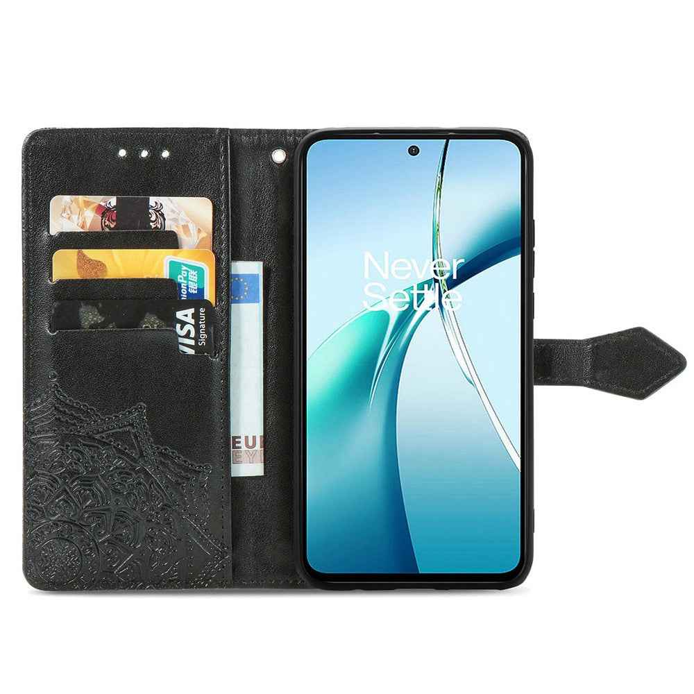 For vivo X300 Pro 5G Wallet Case Mandala Flower Leather Phone Cover Stand - Black