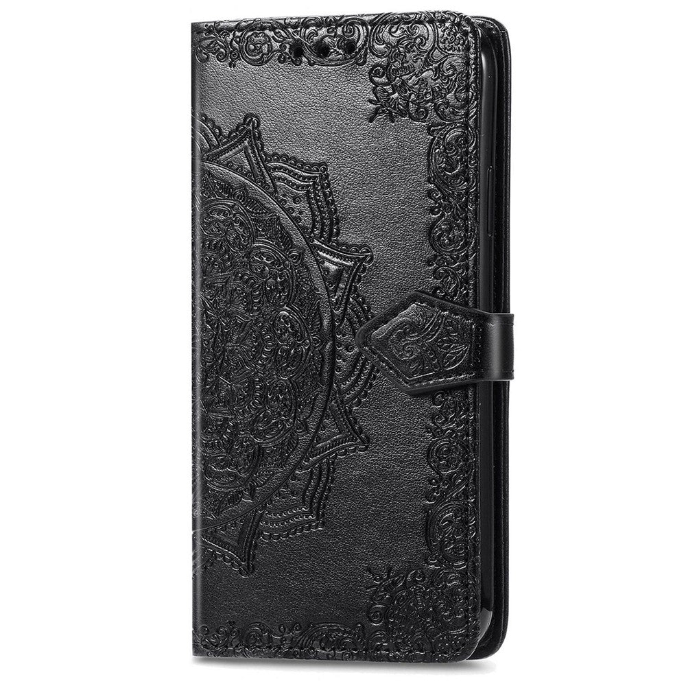 For vivo X300 Pro 5G Wallet Case Mandala Flower Leather Phone Cover Stand - Black