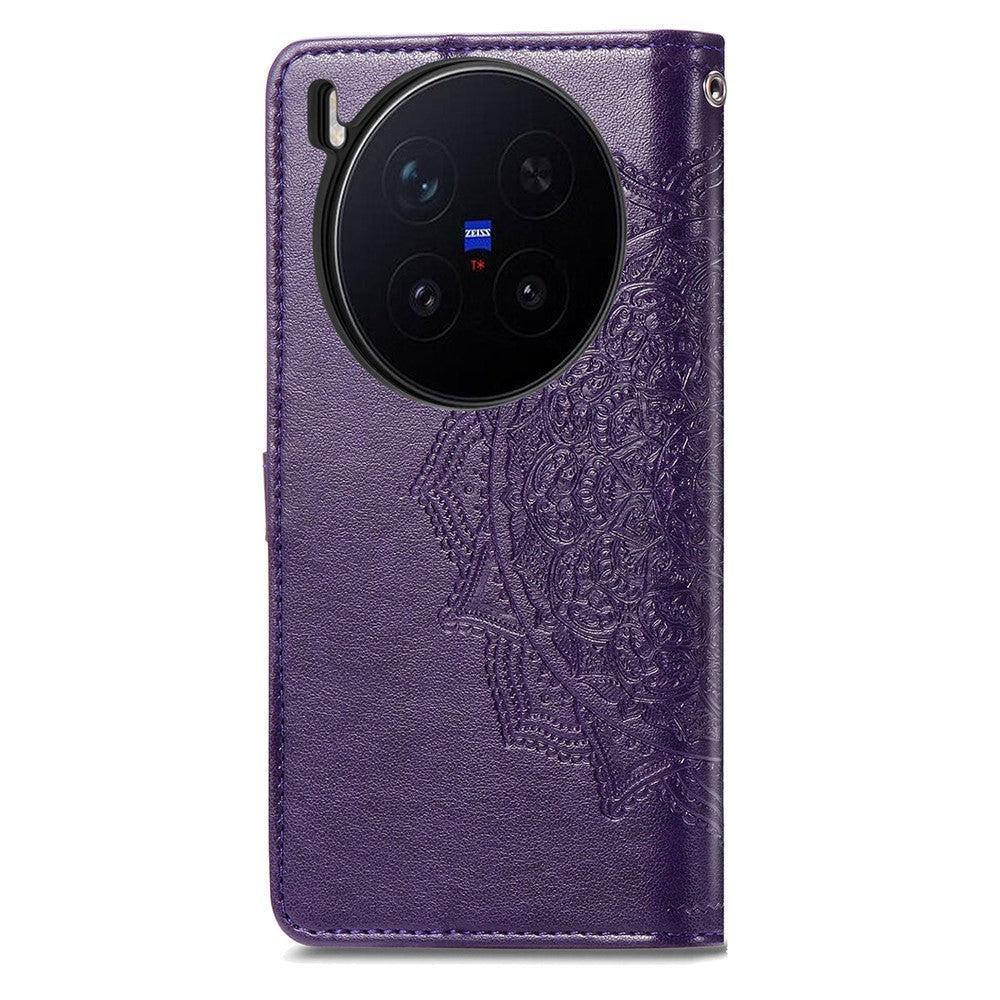 For vivo X300 Pro 5G Wallet Case Mandala Flower Leather Phone Cover Stand - Purple