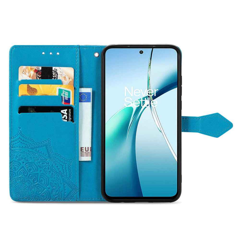 For vivo X300 5G Wallet Case Mandala Flower Leather Phone Cover Stand - Blue