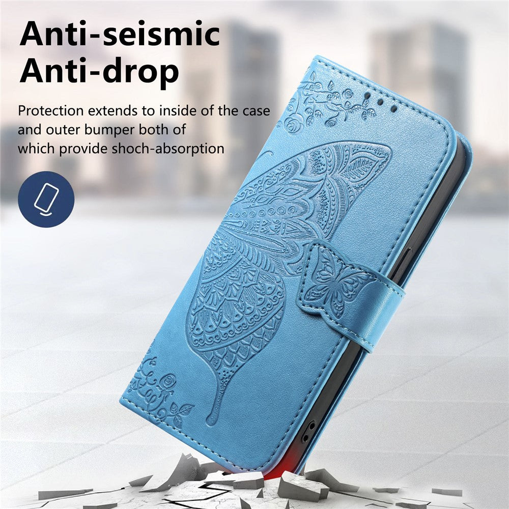 For vivo X300 Pro 5G Case with Strap Butterfly Pattern PU Leather Wallet Phone Cover - Blue