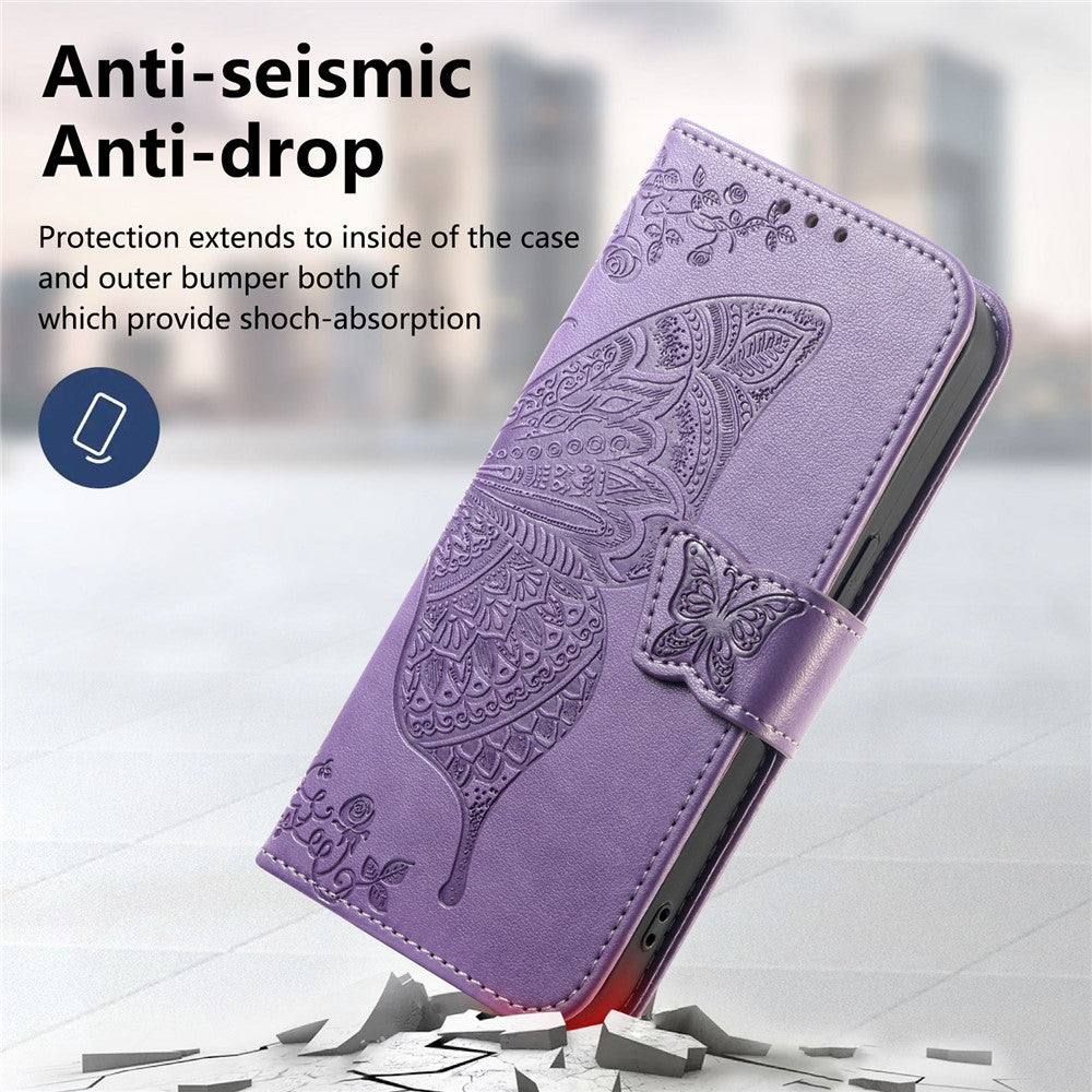 For vivo X300 Pro 5G Case with Strap Butterfly Pattern PU Leather Wallet Phone Cover - Light Purple