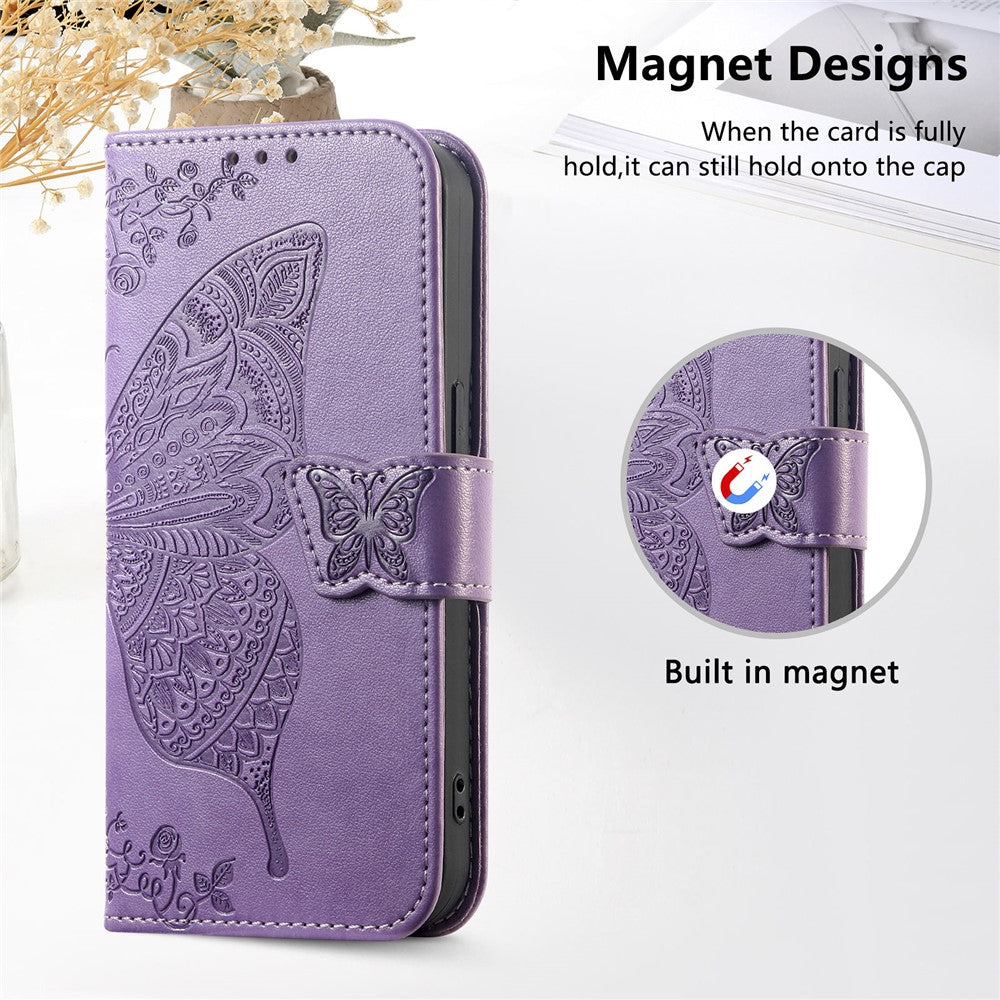 For vivo X300 5G Case with Strap Butterfly Pattern PU Leather Wallet Phone Cover - Light Purple