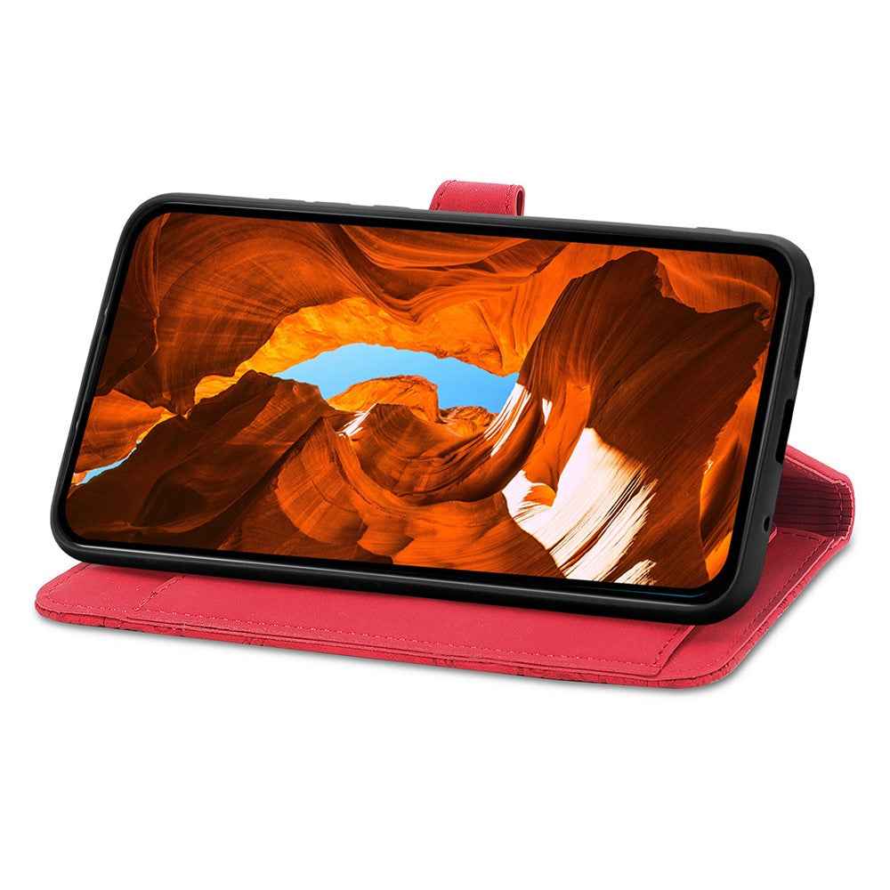 For vivo X300 Pro 5G Zipper Wallet Case with Strap Flower Imprint PU Leather Phone Cover - Red