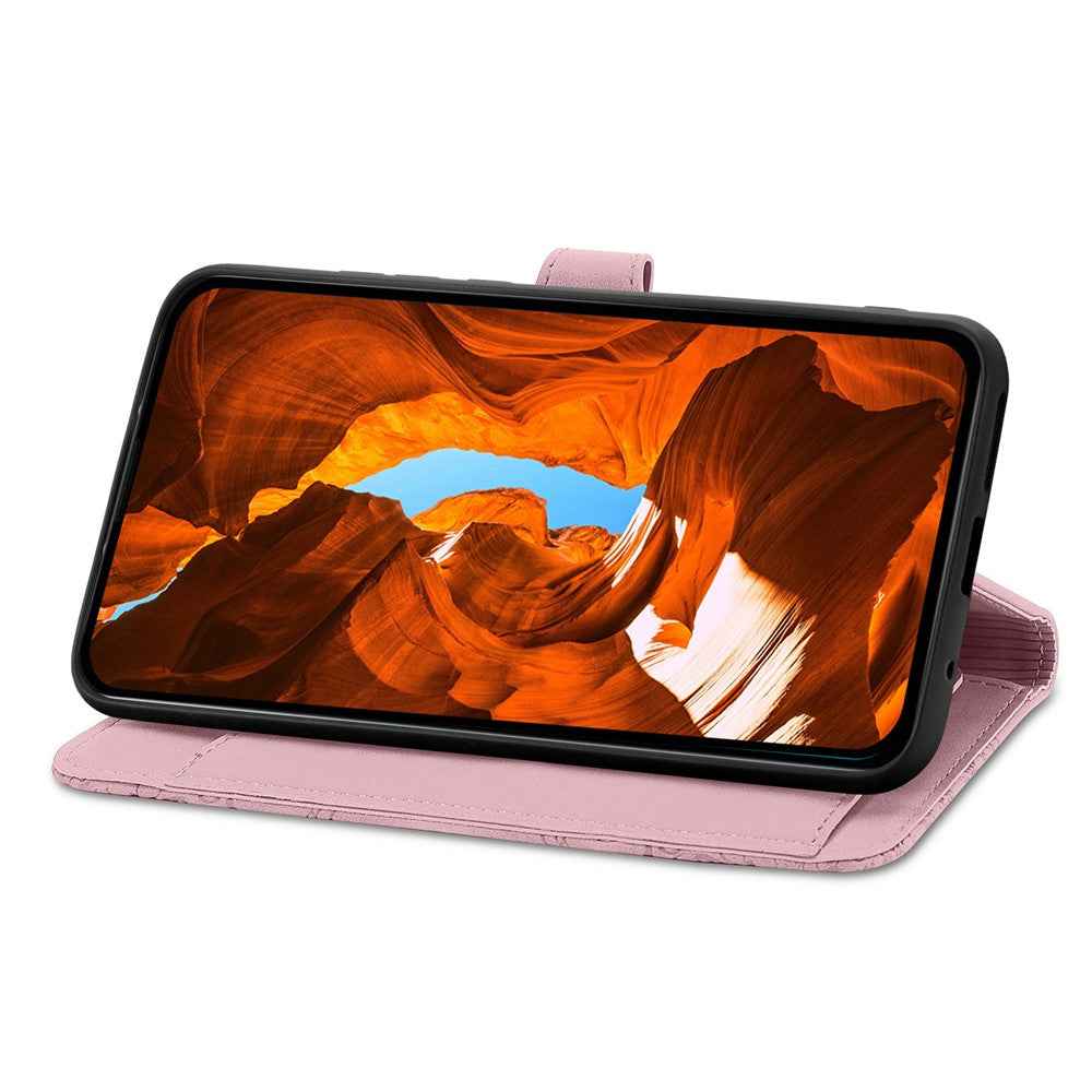 For vivo X300 5G Zipper Wallet Case with Strap Flower Imprint PU Leather Phone Cover - Pink