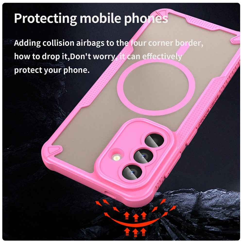 For Samsung Galaxy A57 5G Magnetic Case TPU + PC Phone Back Cover - Pink