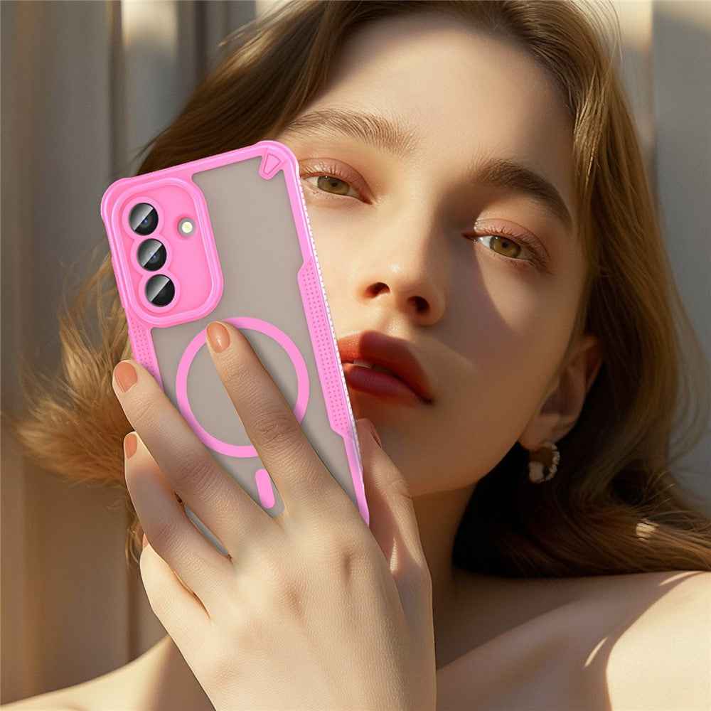 For Samsung Galaxy A57 5G Magnetic Case TPU + PC Phone Back Cover - Pink