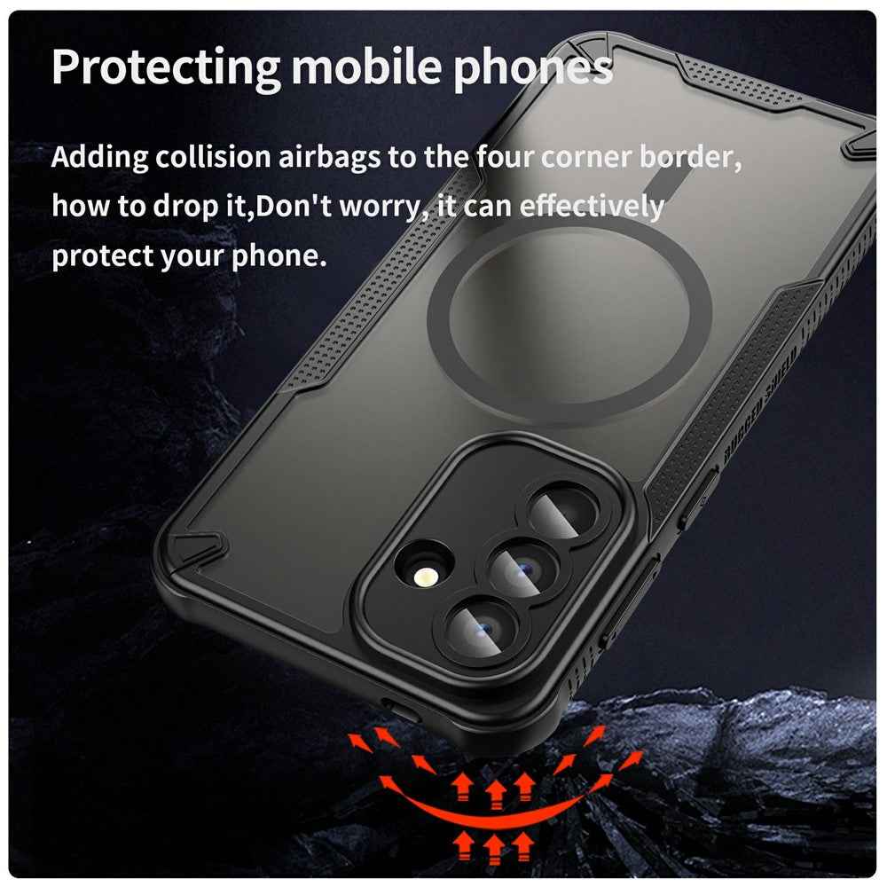 For Samsung Galaxy A57 5G Magnetic Case TPU + PC Phone Back Cover - Black