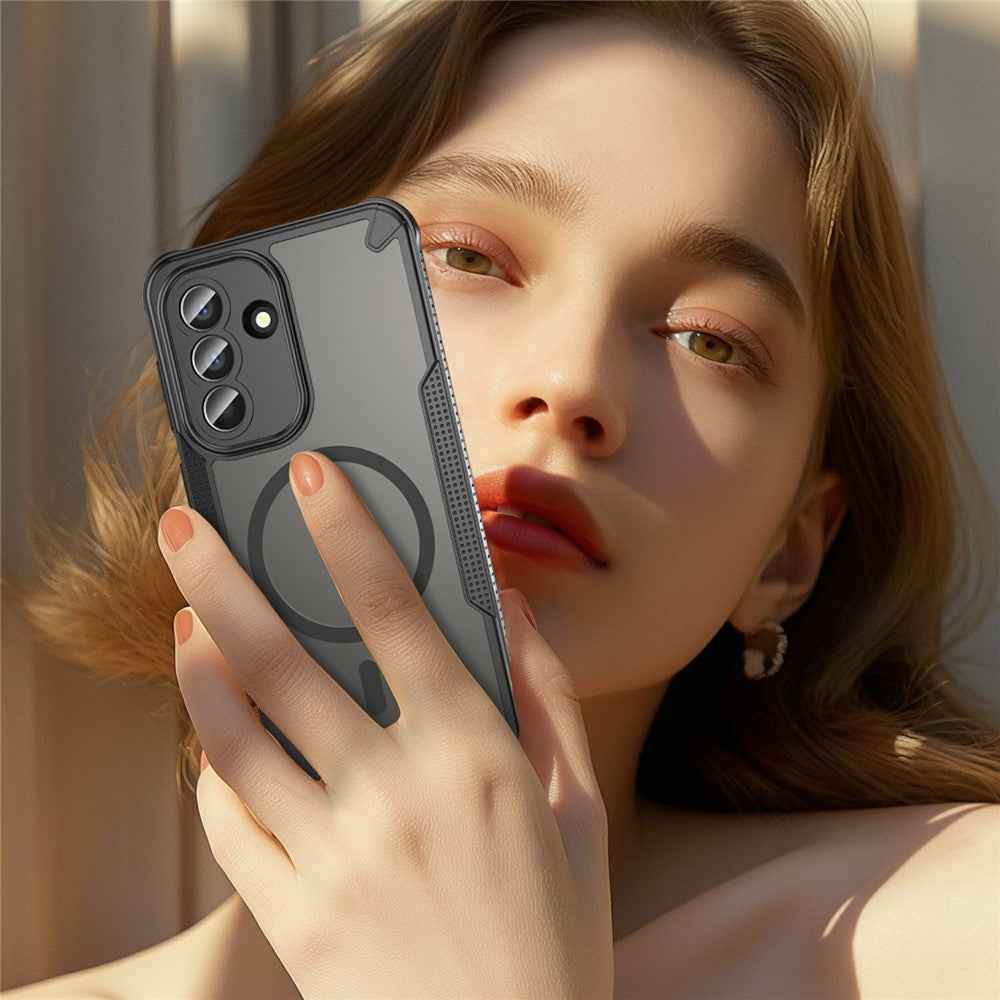 For Samsung Galaxy A57 5G Magnetic Case TPU + PC Phone Back Cover - Black