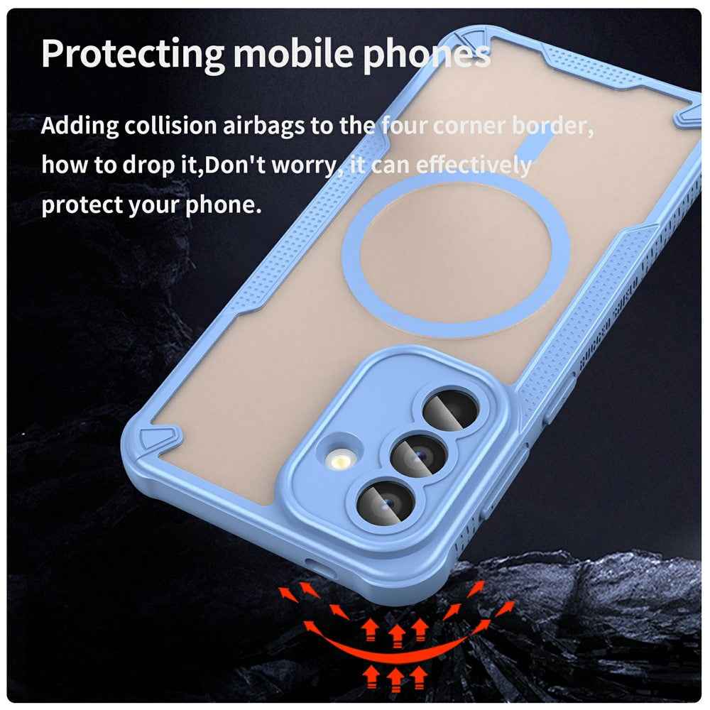 For Samsung Galaxy A57 5G Magnetic Case TPU + PC Phone Back Cover - Blue