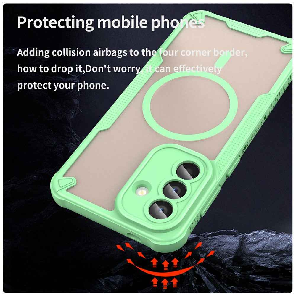 For Samsung Galaxy A57 5G Magnetic Case TPU + PC Phone Back Cover - Green