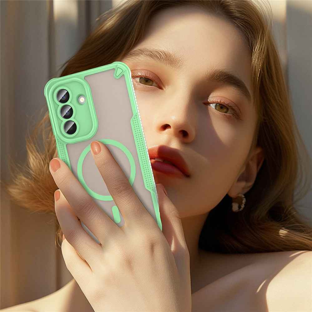 For Samsung Galaxy A57 5G Magnetic Case TPU + PC Phone Back Cover - Green