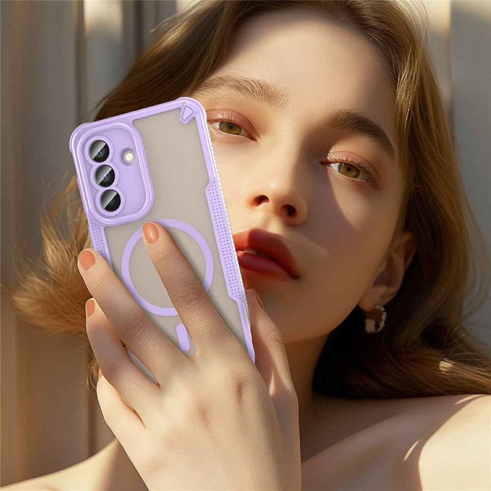 For Samsung Galaxy A57 5G Magnetic Case TPU + PC Phone Back Cover - Purple