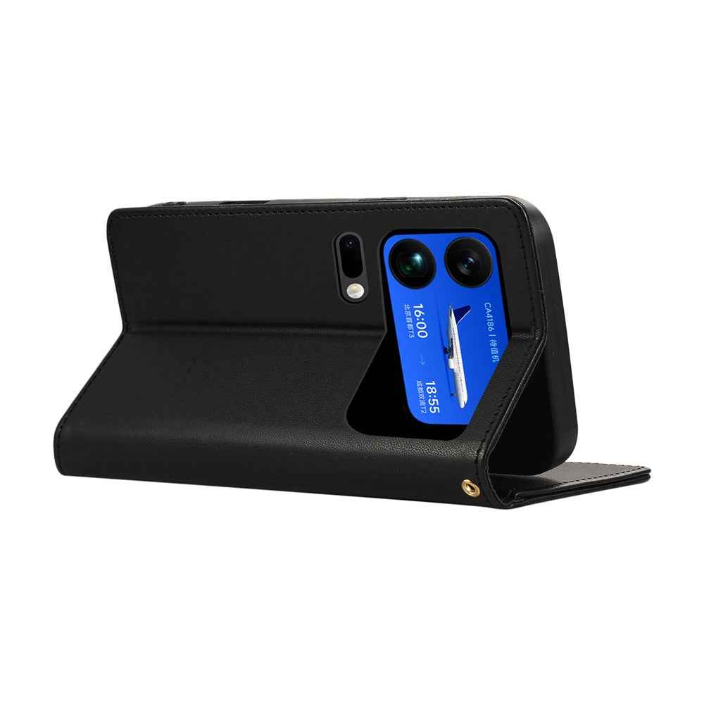 For Xiaomi 17 Pro Case RFID Blocking Wallet Stand Rhombus Leather Phone Cover with Wrist Strap - Black