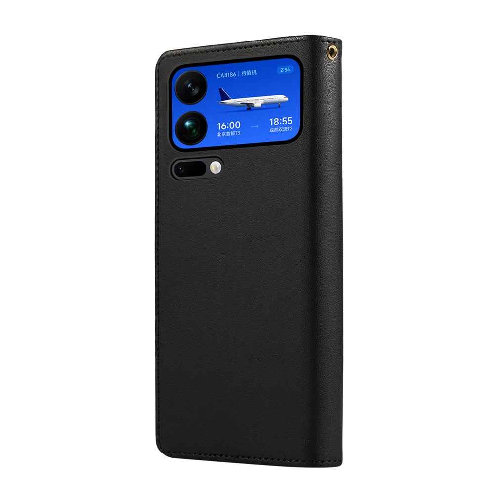 For Xiaomi 17 Pro Case RFID Blocking Wallet Stand Rhombus Leather Phone Cover with Wrist Strap - Black