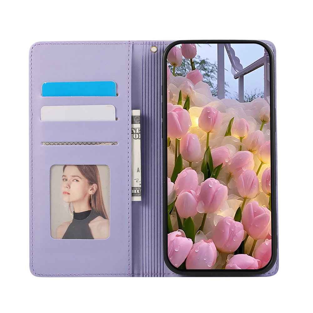 For Xiaomi 17 Pro Case RFID Blocking Wallet Stand Rhombus Leather Phone Cover with Wrist Strap - Purple