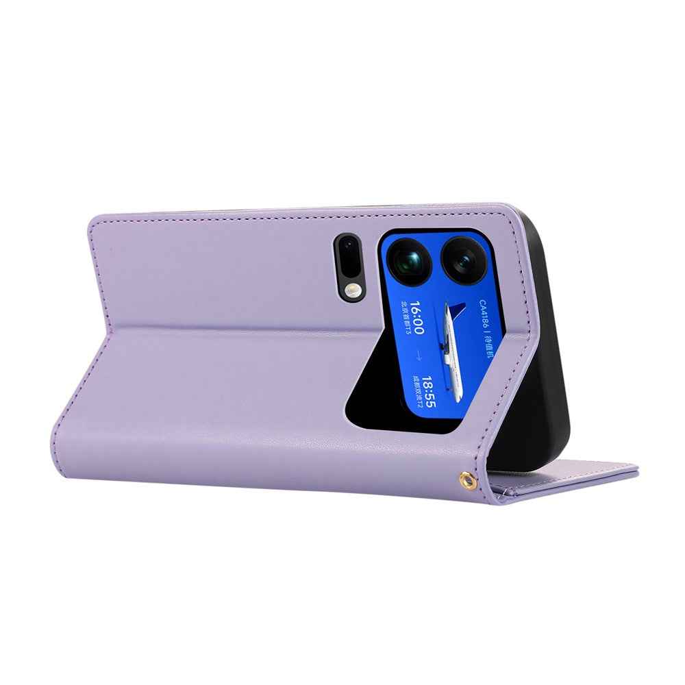 For Xiaomi 17 Pro Case RFID Blocking Wallet Stand Rhombus Leather Phone Cover with Wrist Strap - Purple