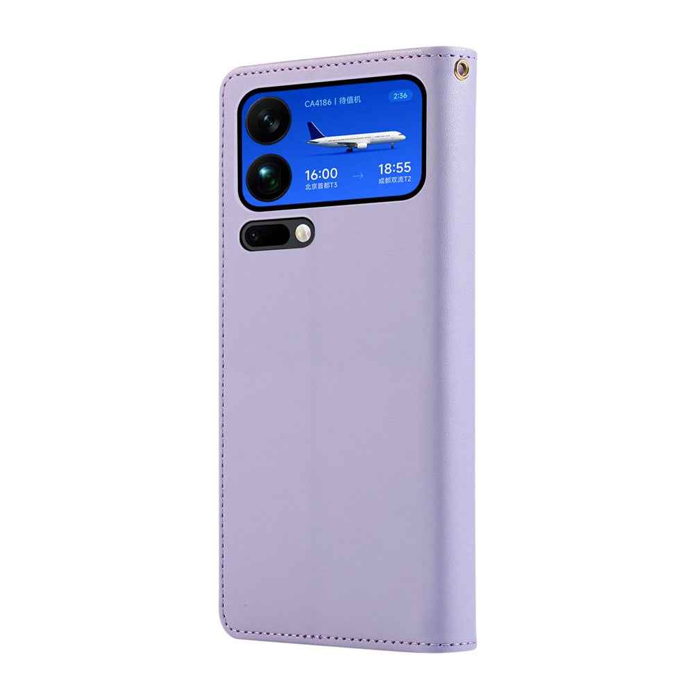 For Xiaomi 17 Pro Case RFID Blocking Wallet Stand Rhombus Leather Phone Cover with Wrist Strap - Purple