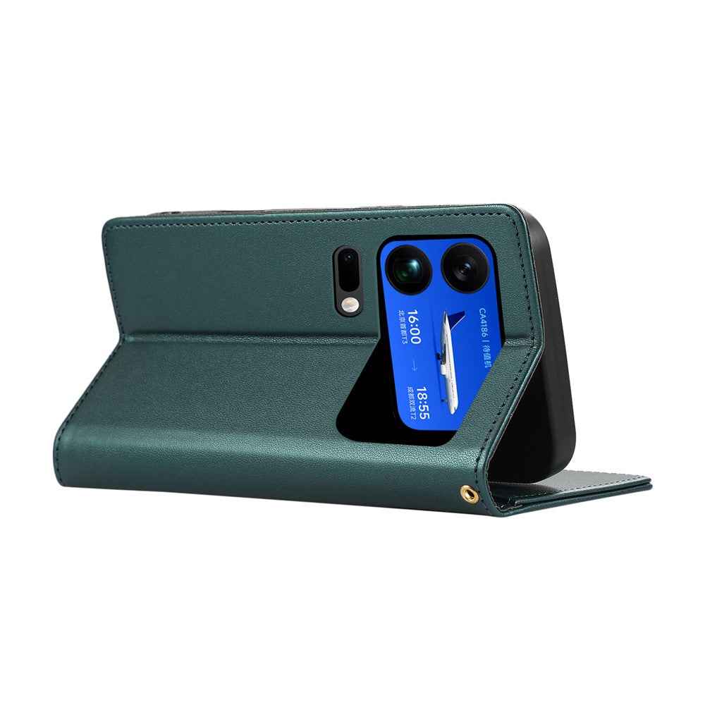 For Xiaomi 17 Pro Case RFID Blocking Wallet Stand Rhombus Leather Phone Cover with Wrist Strap - Green