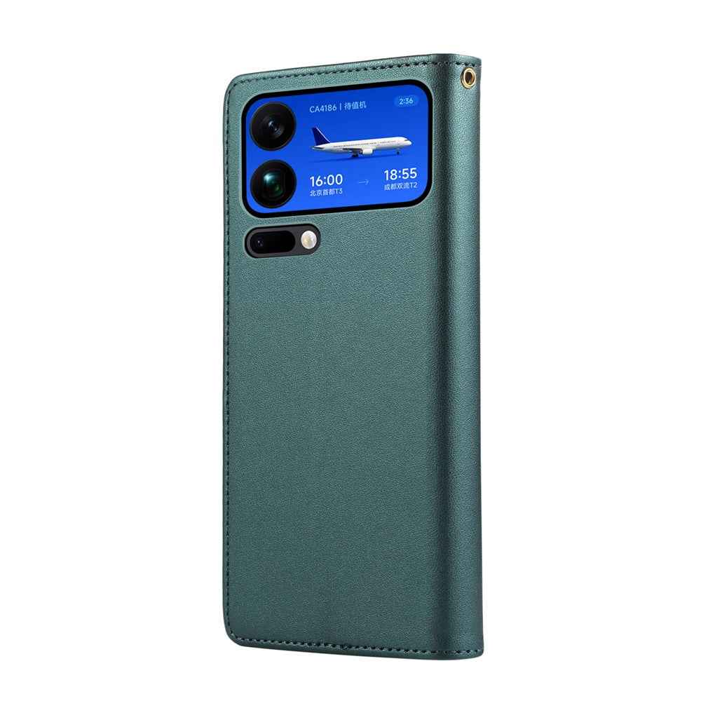 For Xiaomi 17 Pro Case RFID Blocking Wallet Stand Rhombus Leather Phone Cover with Wrist Strap - Green