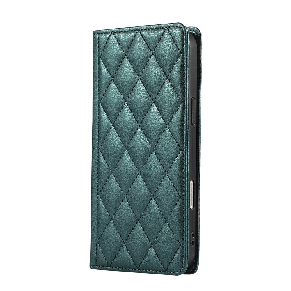 For Xiaomi 17 Pro Max Case RFID Blocking Wallet Stand Rhombus Leather Phone Cover with Wrist Strap - Green