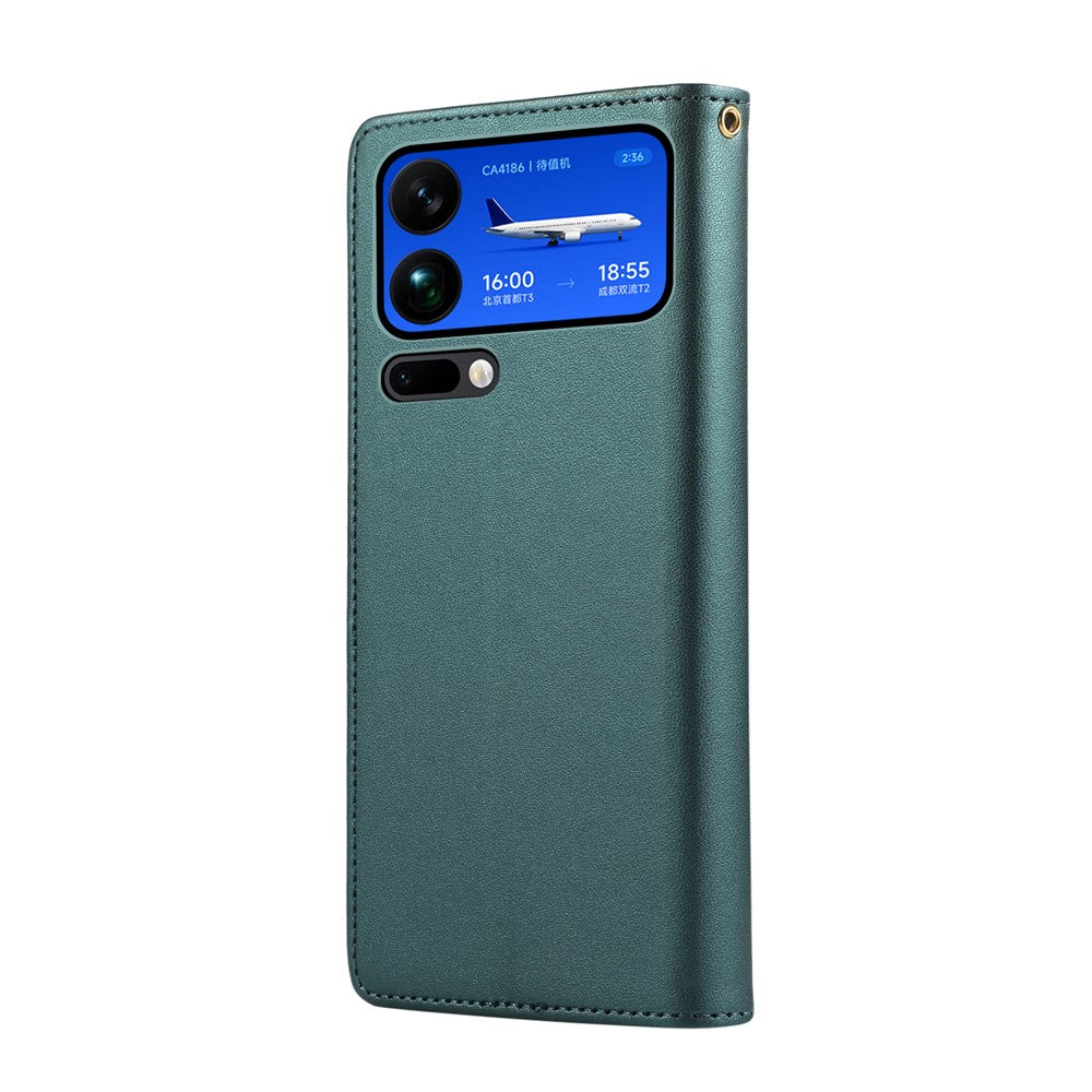 For Xiaomi 17 Pro Max Case RFID Blocking Wallet Stand Rhombus Leather Phone Cover with Wrist Strap - Green